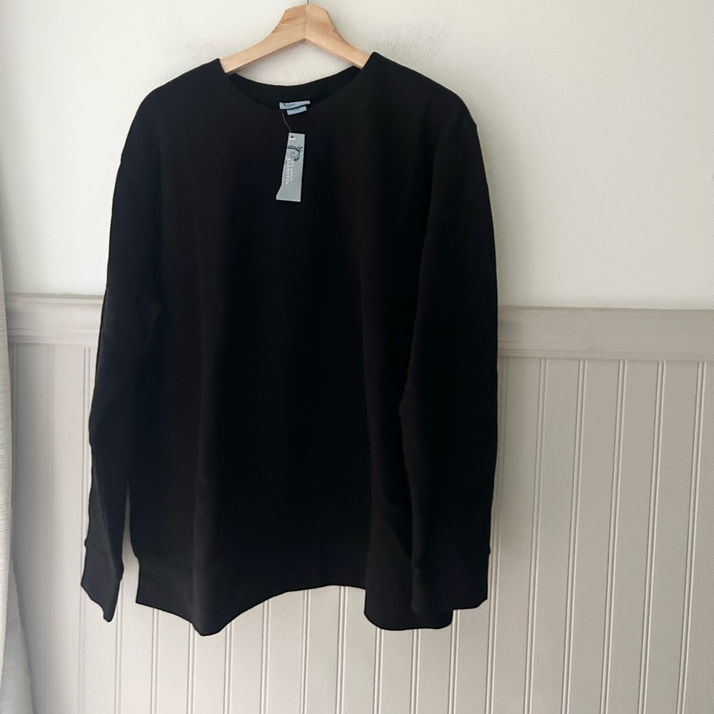 ⭐️ NEW Classic Elements XL Plain Black Fleece Crew Neck Sweatshirt